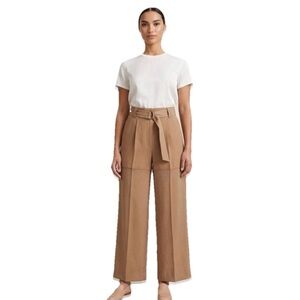 Free People Women’s High Rise Belted Dress Pants in Dark Khaki Size 0 & 2